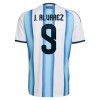 Maglia Argentina J. Alvarez 9 Bambino Prima Divisa Mondiali 2026