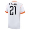 Maglia Paesi Bassi F. De Jong 21 Bambino Trasferta Divisa Mondiali 2026