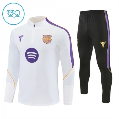 Barcelona Bambino Felpe da Allenamento 2026-27 Quarto-Zip Bianca Barcelona Bambino Felpe da Allenamento 2026-27 Quarto-Zip Bianca